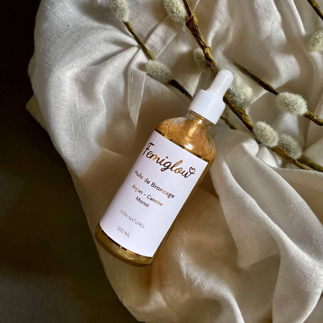 Huile de Bronzage Scintillante – Carotte, Argan & Monoï