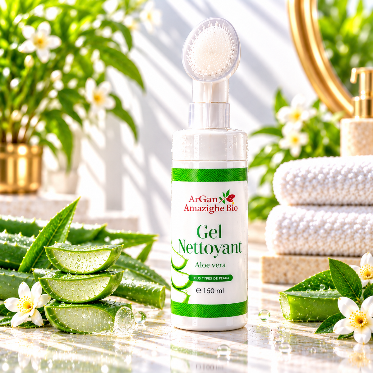 Gel Nettoyant Visage avec Brosse – 150 ml 🌸