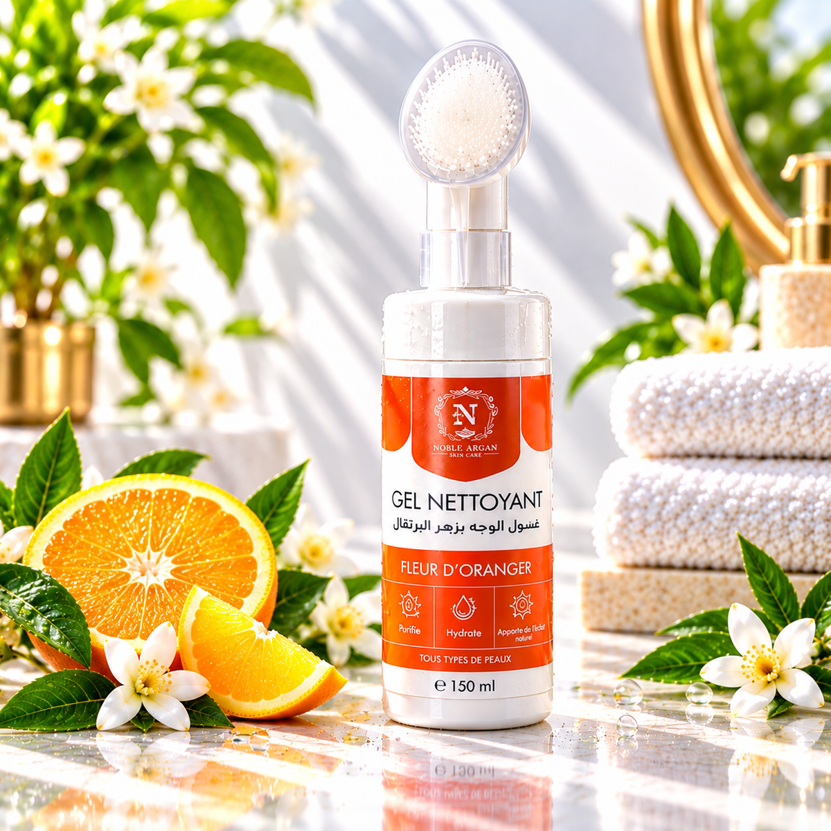 Gel Nettoyant Visage avec Brosse – 150 ml 🌸