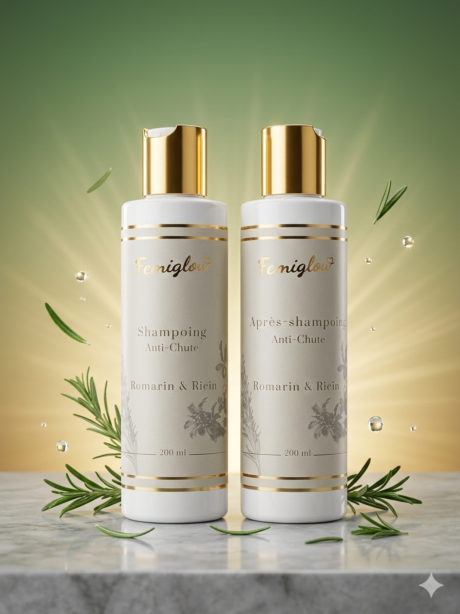 Pack Shampoing + Après-Shampoing Antichute – Romarin & Ricin | Sans Sulfate & Sans Paraben